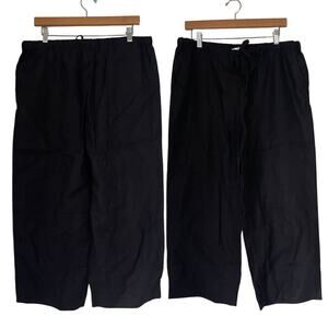 KATE HILL 100% Linen Pull Over Straight Leg Pants in Black Size PL